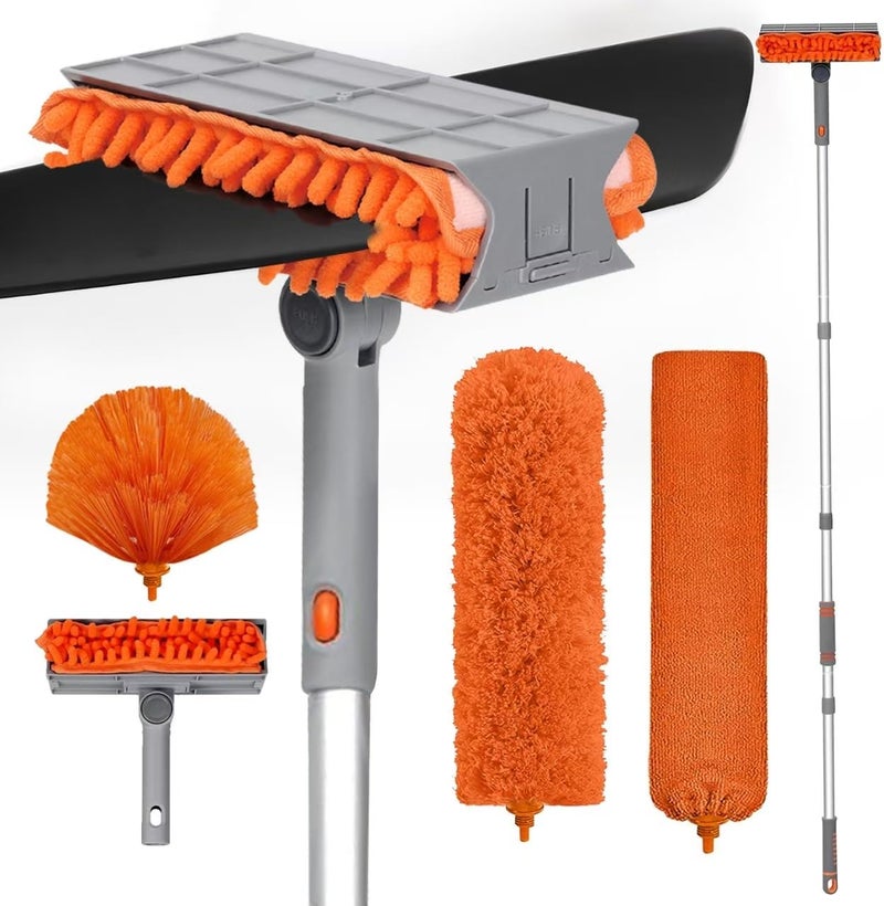MNWHUC Ceiling Fan Cleaner Duster with 72‘’ Extendable Long Handle Cleaning Duster Kit, Reusable Chenille & Microfiber Mop Head for High Ceiling Fan Blade Wall Blinds Cobweb - Image 1